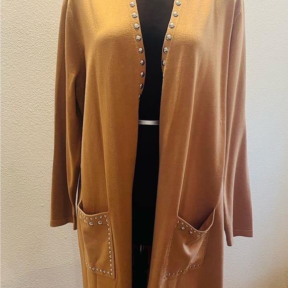 INC International Concepts Camel Studded Cardigan - Picture 2 of 6